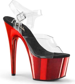 Pleaser - ADORE708 Sandaal met enkelband, Paaldans schoenen - Paaldans schoenen - 42 Shoes - Zwart/Rood — thumbnail 1