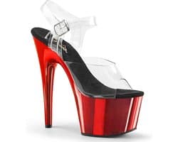 Pleaser - ADORE708 Sandaal met enkelband, Paaldans schoenen - Paaldans schoenen - 42 Shoes - Zwart/Rood