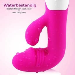 Erodit® Tarzan dildo vibrator -Bunny Vibrator-Geribbelde eikel stimulatie clitoris- g-spot - Anaal vibrators voor mannen- vibrators voor vrouwen -Zwart, 19,5 cm- incl batterij- Sex toys- Erotiek- Seksspeeltjes voor koppels — thumbnail 9