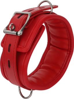 Banoch - Collar & leash Red - Halsband en Riem - Rood met zilver - bdsm — thumbnail 2