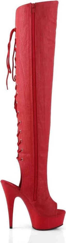 Pleaser - DELIGHT-3019 Plateau overknee Laarzen - US 5 - 35 Shoes - Rood — thumbnail 5
