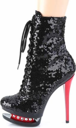 Pleaser - BLONDIE-R-1020 Plateau Laarzen, Paaldans schoenen - Paaldans schoenen - 35 Shoes - Zwart/Rood — thumbnail 3