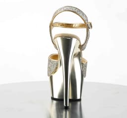 EU 40 = US 10 | DELIGHT-609G | 6 Heel, 1 3/4 Gold Chrome PF Ankle Strap Sandal — thumbnail 4