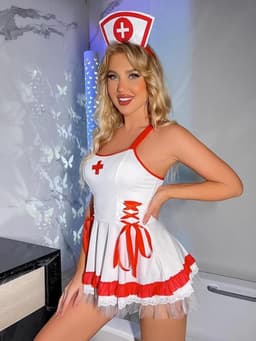 Aantrekkelijk Verpleegster Kostuum Dames Erotisch Cosplay Set Inclusief Hoedje en Slipje — thumbnail 5