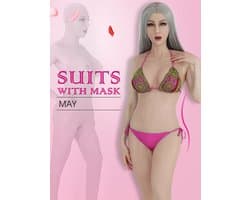 Bodysuit- cup E- Nepborsten-Full Body- Siliconen- Body Suit- Cosplay-Travestie- Siliconen Gezicht-
