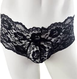 BamBella ® - Slip - maat Onesize S M L zwart Sexy erotische heren onderbroek mannen kant stof — thumbnail 1