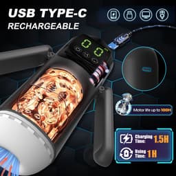 Luxe Automatische Masturbator – App-Control – 7 Zuigstanden & 7 Vibratiestanden – Vagina Sleeve – Oplaadbaar – Handsfree – LED-Display - Pocket Pussy – Sex Toys - voor hem — thumbnail 2