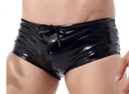 BamBella ® - Boxer short Maat S/M Datex Zwart (Latex en stof SM kleding BDSM erotische heren kleding ondergoed lingerie onderbroek zwart — thumbnail 1