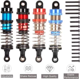 Geoliede 4 stuks 72 mm aluminium olieschokkenset voor 1/12 1/14 1/16 RC auto's - upgrade voor/achter, compatibel met WLtoys 144001, 124019, MJX 16208, HBX — thumbnail 4