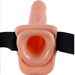 Pipedream - Fetish Fantasy - Vibrating Hollow Strap-On with Balls - 9 Inch - Skin — thumbnail 2