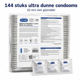 condooms 144 stuks – condooms extra dun – ultra dunne condooms – condooms met glijmiddel – condooms 52 mm – grootverpakking – FiTONE — thumbnail 1