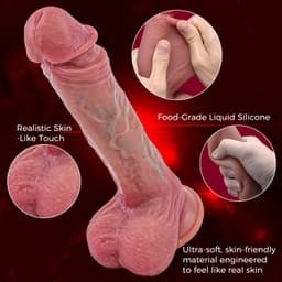 Lovemytoy® 360° Verwarmde Stotende Dildo – App & Afstandsbediening – 7 Vibratiestanden – 7 Telescopische Bewegingen – Zuignap – 19,5 cm – Lichte Huidskleur — thumbnail 3