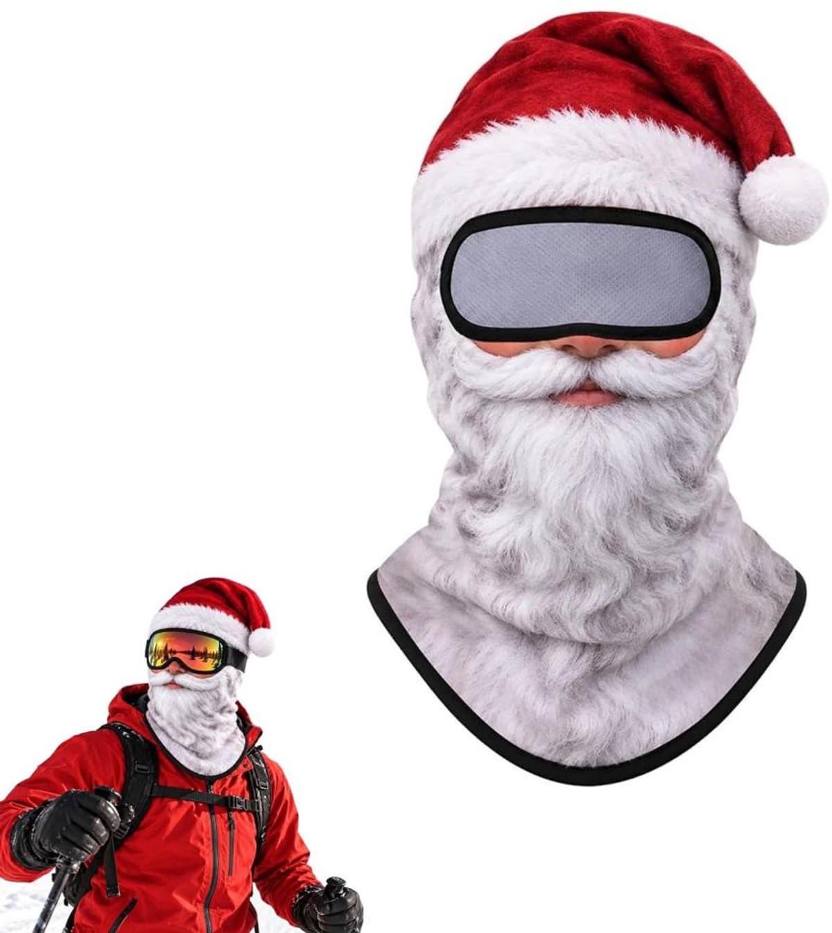 3D Print Balaclava Masker - Bivakmuts - Kerst Ski Masker - Facemask - Balaclava - Grappige Skimaskers - Unisex - Kerst skimasker voor buiten - Grappige cadeaus - Gezichtsmasker - voor Wintersport, Skiën, Kerst - Kerstman — afbeelding 1