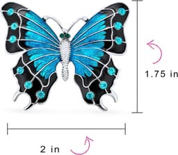 Statement Crystal Accent Geel Oranje Golden Aqua Blauw Zwart Clear Tuin Libelle Firefly Fladderende Filigraan Vlinder Broche Sjaal Pin Voor Vrouwen Tieners Zilver Verguld, Eén maat, Kristal, — thumbnail 3