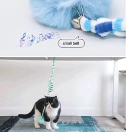 zalati Interactieve kat speelgoed zachte pluche met bellen opknoping bungee koord voor indoor kat speelplezier - blauw — thumbnail 3