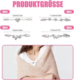 4 stuks cardigan-clips, 4 stijlen vintage cardiganclips, cinch-clip in verschillende lengtes, blouses, jurken, kraagsluiting, clips voor kleding, retro, elegante gebreide jas, accessoires — thumbnail 2