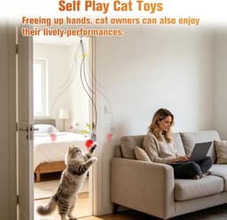 Kattenspeelgoed, 3 stuks piepende muis, hangende deur, kattenspeelgoed met gevederde staart voor verveling, angst, leuk interactief deurframe, kittenspeelgoed voor binnen, oefening — thumbnail 3