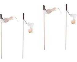 Kat Teaser Toverstaf 4 Stuks toverstaf speelgoed kittens plagen kitten speelgoed kattenspeelgoed speelgoed- kitten plagen speelgoed kat speelstok houten katten teaser Bamboe