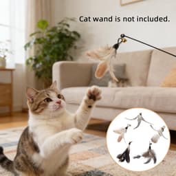 Speeltjes Veren met Belletjes, Interactieve Veren Navulling voor Kattenhengel en Speelstokjes, Vervangende Accessoires voor Kittens en Katten — thumbnail 2