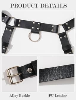 AIEOE Men's Leather Harness Adjustable Body Chain Chest Harness Fetish Sexy Underwear Clubwear Party Outfit Cosplay - ShopVlot — thumbnail 5