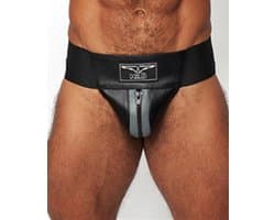 Mister b leather premium jockstrap black/grey xl