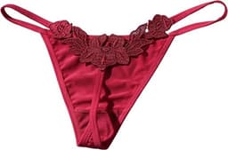 Erotische Slip I Sexy Slipje Met Bloemen I Kanten String I Erotisch Ondergoed I Maat M I Rood — thumbnail 3