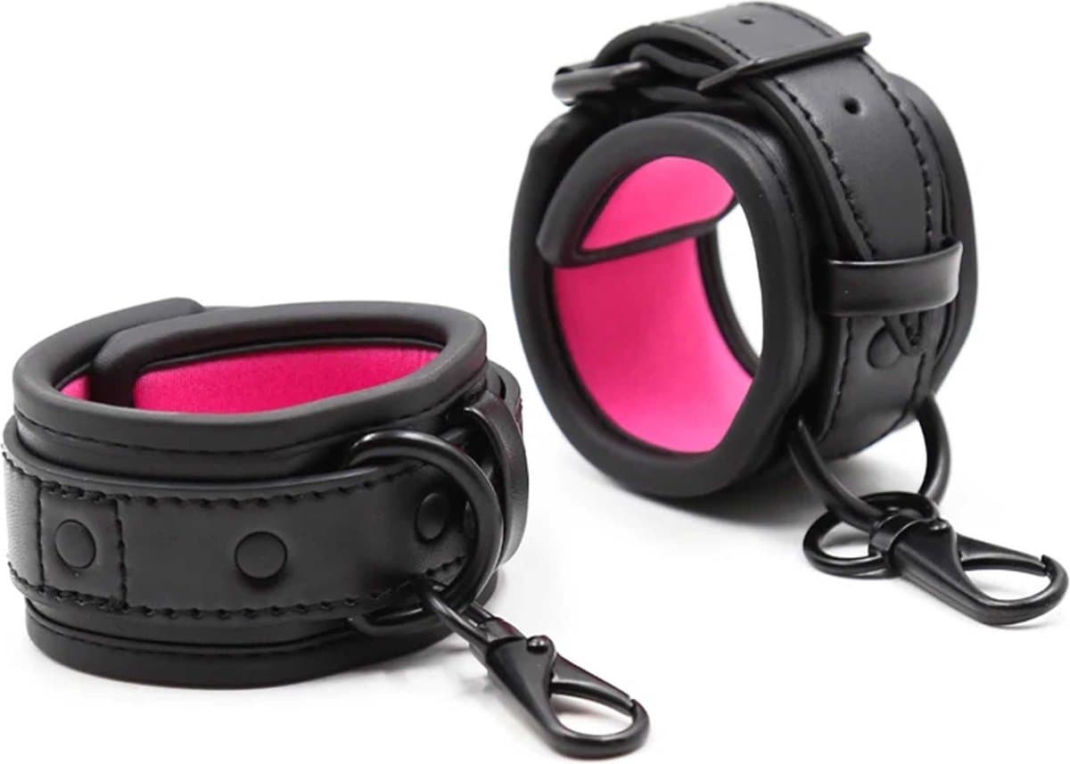 Luxe PU Lederen handboeien set - Gesp sluiting - BDSM Leer - Leather fetisj - Gevoerd - Stevig - Verstelbaar - One size — afbeelding 1