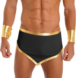 Erotische rollenspel ondergoed heren - Open kruis - Lingerie set met armbandjes - Sexy onderbroek - Stretch - Penis hangt vrij — thumbnail 1