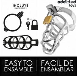 Addicted Toys Locked - Silver Lock Metal Penis Cage Size S — thumbnail 2