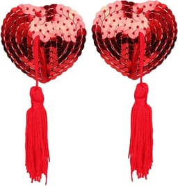 Burlesque Harten Tepelkwastjes I Tepelkwastje I Tepelklemmen I Sexy Tepelversiering I Nipple Tassles I Zelfklevend I 2 Stuk I Rood — thumbnail 2