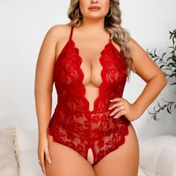 Verleidelijke Rode Plus Size Lingerie Body – Open Design - Bodysuit - Dames — thumbnail 3