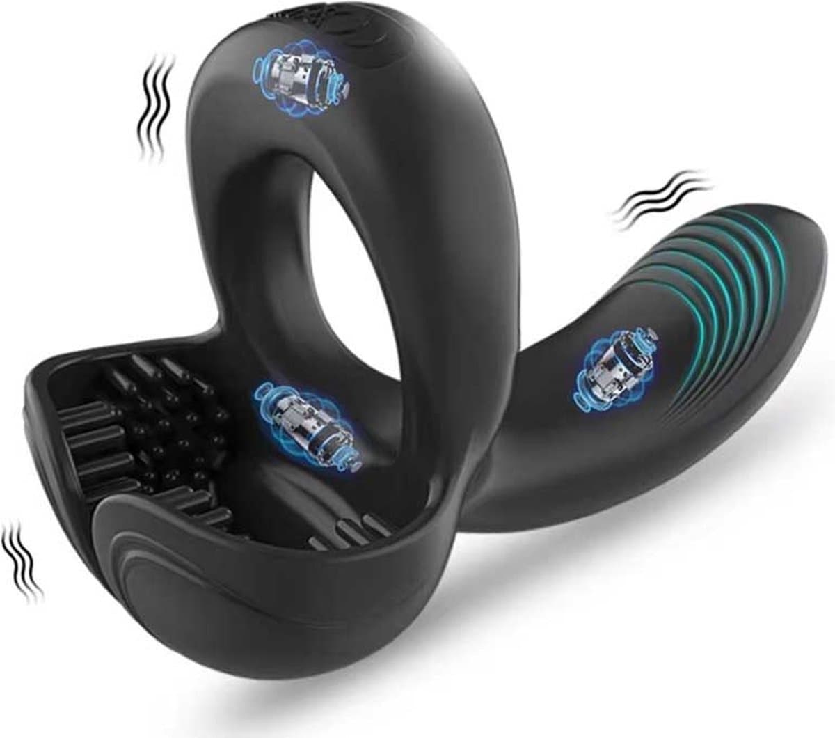 Penis, scrotum en perineum vibrator mannen - USB - Cockring - Siliconen — afbeelding 1