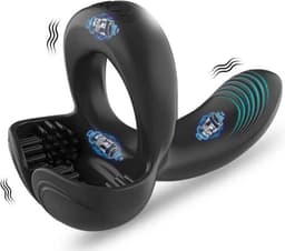 Penis, scrotum en perineum vibrator mannen - USB - Cockring - Siliconen — thumbnail 1