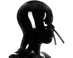 Full latex masker - Neus beademing buisjes - Fetisj - BDSM - Erotische maskers - 4MM Dikte latex - Maat S/M