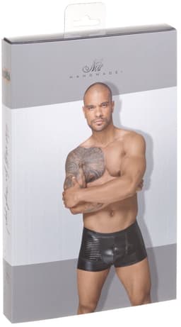 Wetlook shorts with PVC pleats - Black L — thumbnail 2