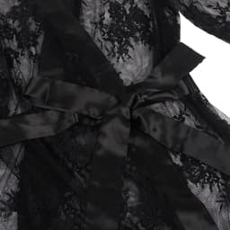 Zeloria Kanten Kimono Set met String – Transparante Sexy Nachtmode – Zwart – XL/XXL — thumbnail 7
