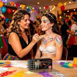 Body Paint Markers - Huidverf Stiften - Artistiek Tekenen - Huidvriendelijk Afwasbaar - 10 Kleuren - Levendig — thumbnail 2