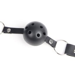 Zeloria Ball Gag – Verstelbare Mouth Gag Met Ademopeningen – BDSM Accessoire – Zwart — thumbnail 1