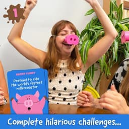 Partyspel Varkensneus - Lachen Spel Humor Spel - Feestjes Organiseren - Wie Lacht Verliest - 150 Takenkaarten - Roze — thumbnail 4