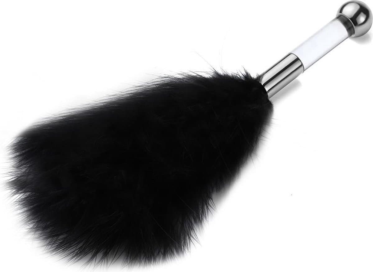 Scoby - Sensuele Kietelaar - Pluim voor Strelen en Teasing - Rollenspel Accessoire - Flirting Feather - 20 cm - Zwart — afbeelding 1