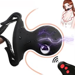 E-stim vibrerende mond gag - Elektrische schokjes - Remote control - Siliconen gag bal - Verstelbaar — thumbnail 3