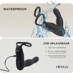 OHYES Prostaat Vibrator Mannen - Prostaat stimulator met cockring en afstandsbediening - Vibrerende buttplug - Anale speeltjes & Anaal vibrators — thumbnail 8