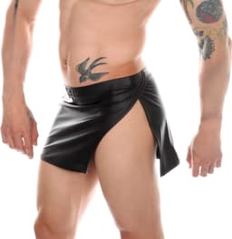 Mini Rok Heren - Leer Look - Heren Lingerie - Ondergoed - Zwart — thumbnail 3