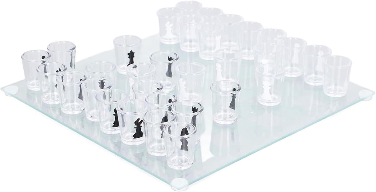 Borrelglas Schaakspel - Drinkspel Set - Gezellige Avonden - 32 Borrelglaasjes — afbeelding 1