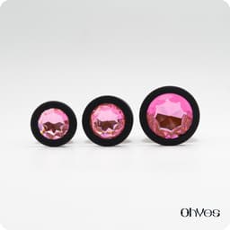 OHYES 3-Delige Siliconen Buttplug Set – Anal Butt Plug – Seks Toys voor Mannen & Vrouwen – Anale Seksspeeltjes - Buttplugs Anaal Speeltje met Diamanten - Roze — thumbnail 3