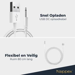 DC Kabel - USB naar DC Oplader - USB DC Oplaadkabel 2.5mm - 80cm - Wit — thumbnail 2