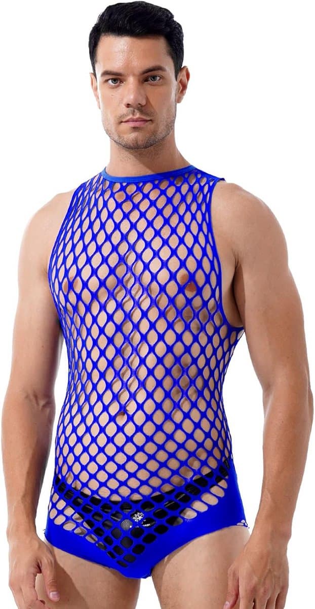 Transparante Heren Bodysuit Erotische Nachtkleding Onderhemd — afbeelding 1