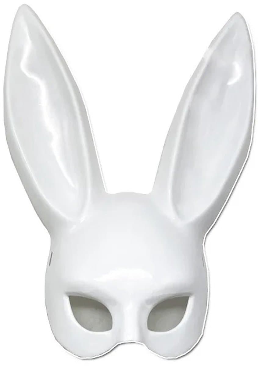 Konijnenmasker Wit Lange Oren Halloween Verkleedaccessoire — afbeelding 1