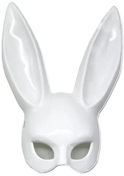 Konijnenmasker Wit Lange Oren Halloween Verkleedaccessoire — thumbnail 1