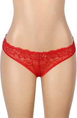 Zeloria Kanten Slip met Open Kruis en Strikdetail – Rood – Dames Lingerie Slip met Bandjes – XL — thumbnail 8